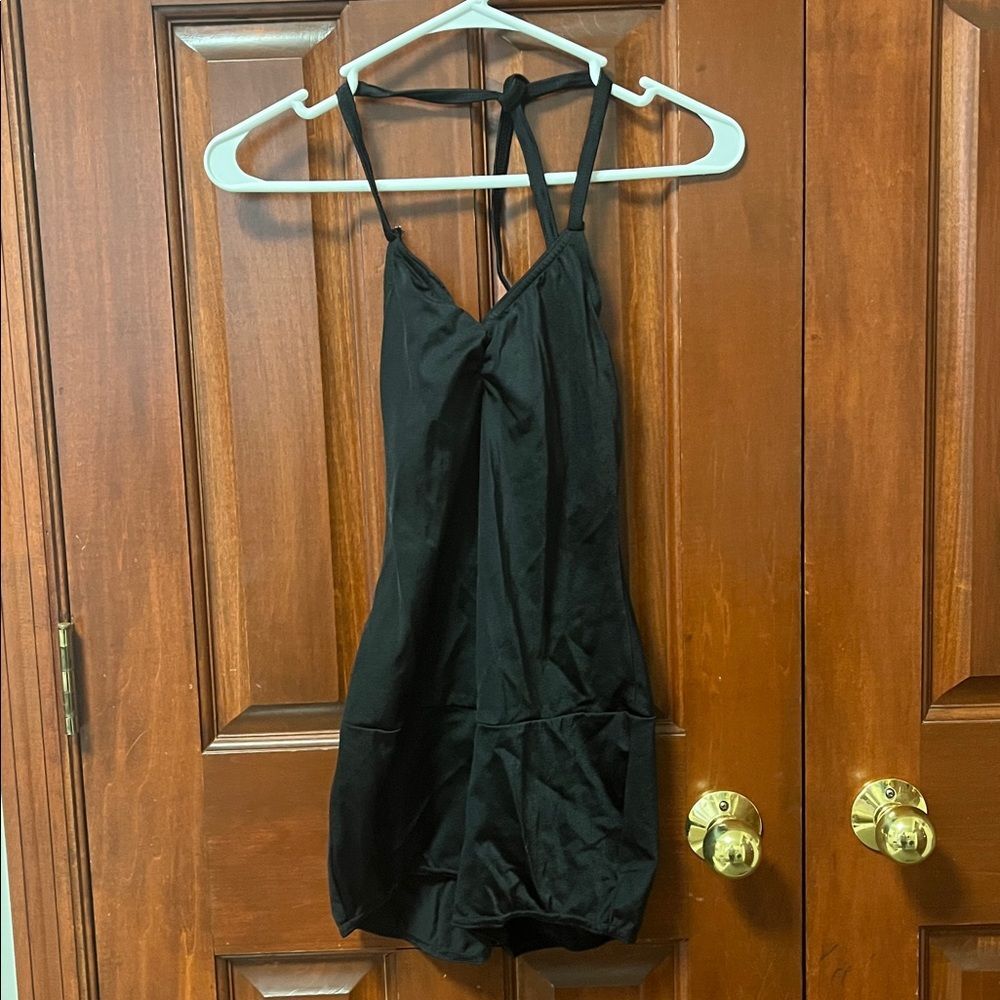 Black leotard with Tie around the neck straps